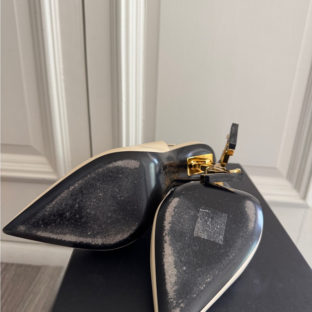 Yves Saint Laurent Cream Slingback Heels - Picture 7 of 8